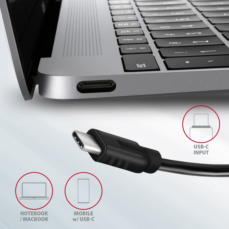 Axagon HMC-5G21 USB 10Gbps hub, 2x USB-A, 2x USB-C, HDMI 4k/30Hz, PD 60W, USB-C Kabel