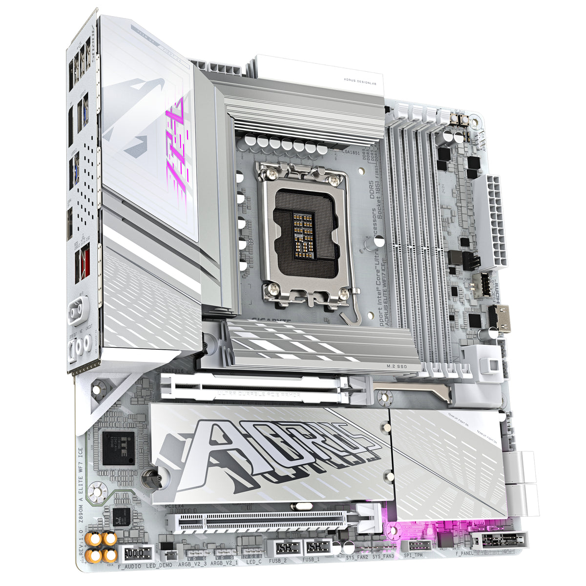 GIGABYTE Z890M AORUS ELITE WIFI7 ICE Mainboard - Unterstützt Intel Core Ultra (Serie 2) CPUs, 12+1+2 Phasen VRM, bis zu 8800MHz DDR5 (OC), 1xPCIe 5.0 + 2xPCIe 4.0, Wi-Fi 7, 2.5GbE LAN, USB 4