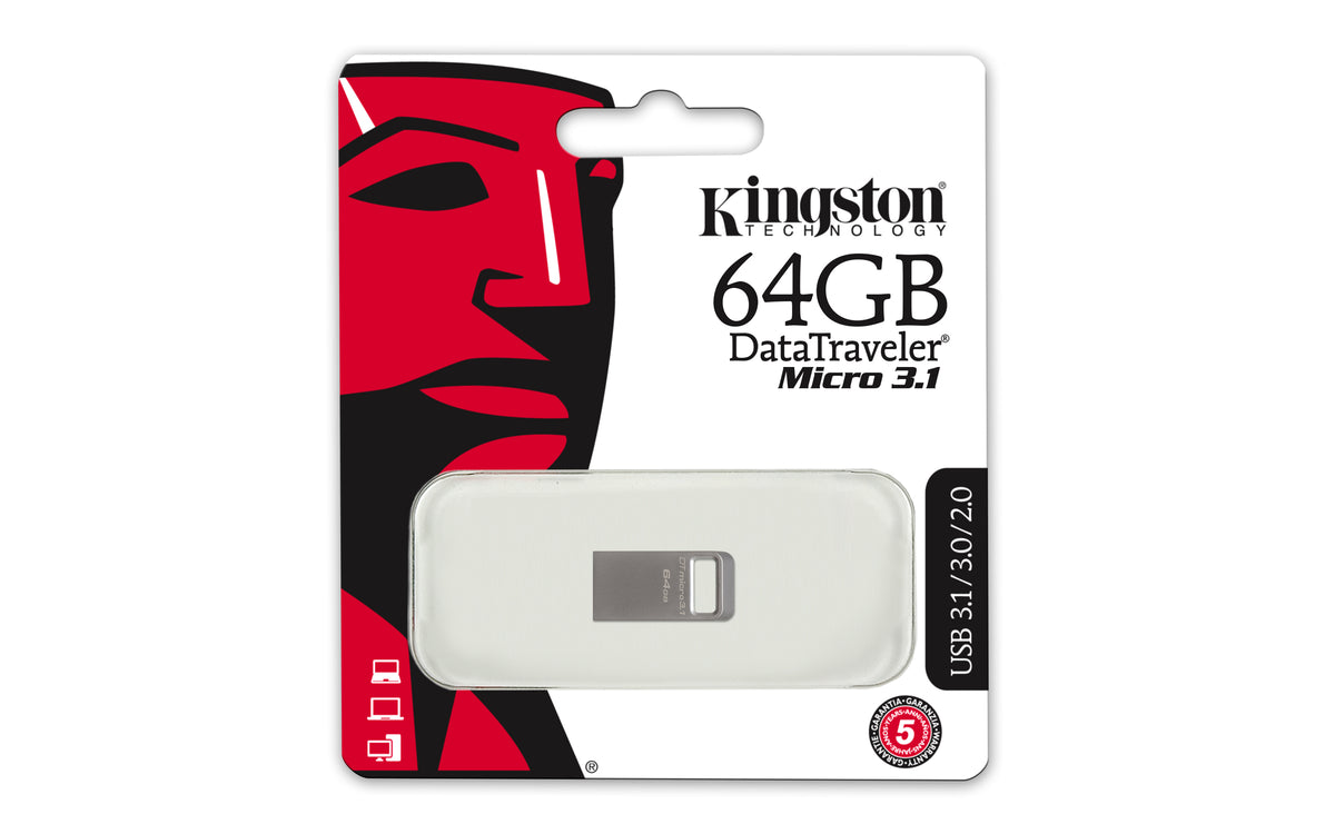 Kingston Technology DataTraveler Micro 3.1 64GB USB-Stick USB Typ-A 3.2 Gen 1 (3.1 Gen 1) Metallisch