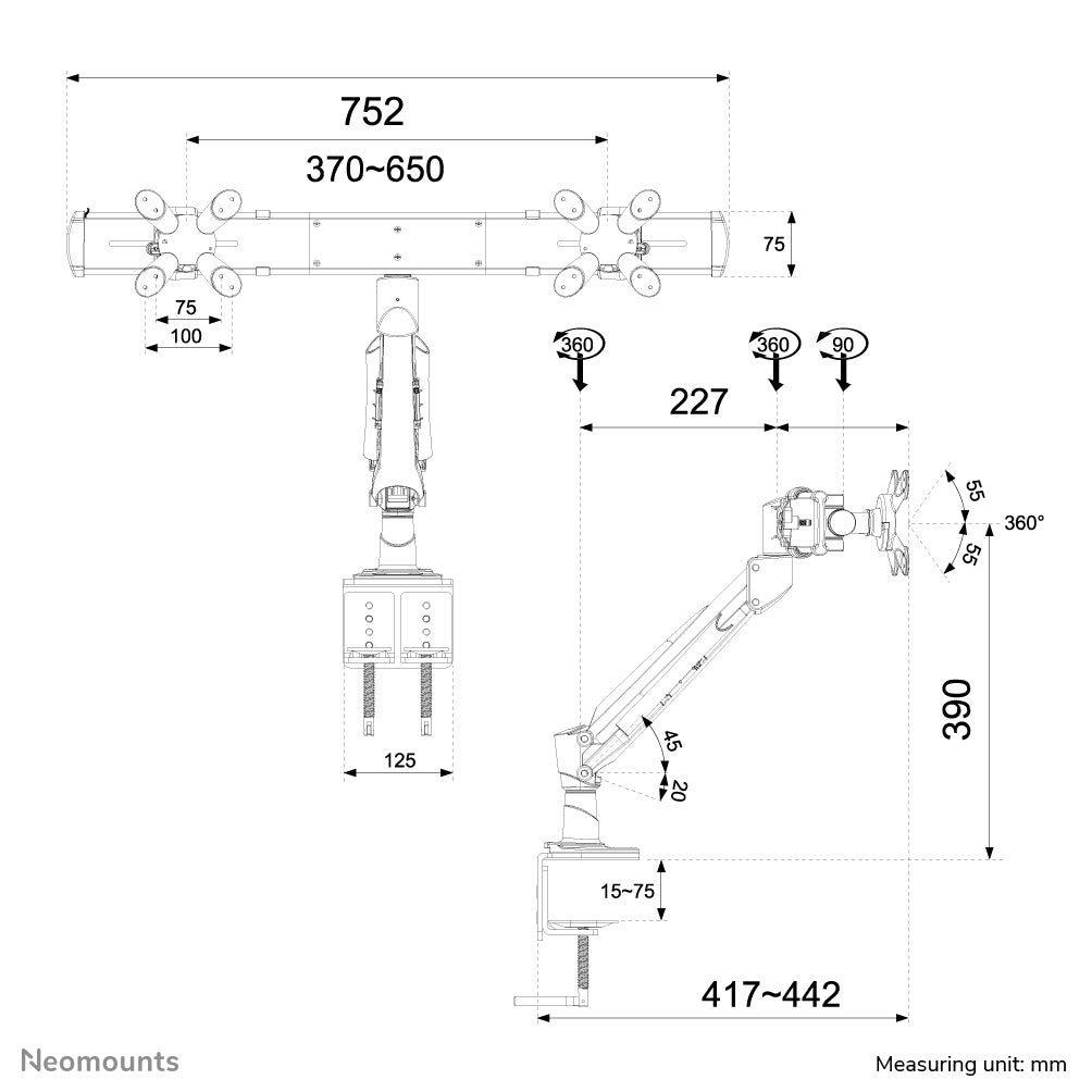 Neomounts FPMA-D940D Monitorarm 10-24" - Gasfeder