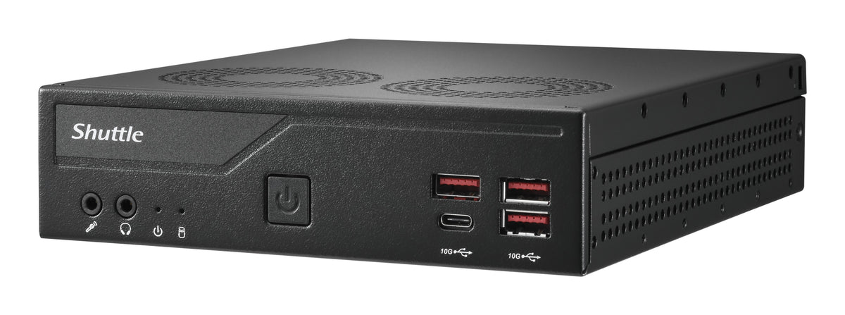 Shuttle Slim PC DB860 , S1851, 2x HDMI, 1x DP, 1x USB-C (DP), 1x 2.5", 1x M.2, 2x LAN (Intel 1G + 2.5G), 2x COM, 24/7 Dauerbetrieb, inkl. VESA