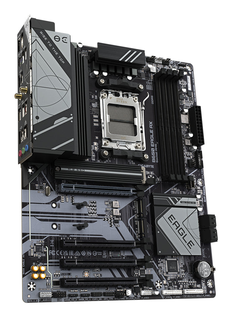 GIGABYTE B650 EAGLE AX Mainboard - AMD Ryzen 9000er-Serie, 12+2+2 Phasen VRM, bis zu 7600 MHz DDR5 (OC), 1xPCIe 5.0 + 2xPCIe 4.0 M.2, GbE LAN, WIFI 6E, USB 3.2 Gen 2