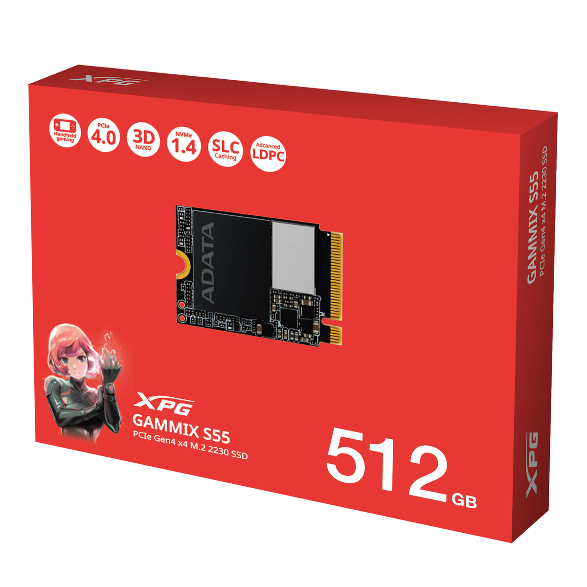 XPG SGAMMIXS55-512G-C Internes Solid State Drive 512 GB M.2 PCI Express 4.0 NVMe 3D NAND
