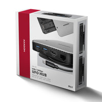 Axagon HMC-UFO USB-C Hub M.2 SATA/NVMe 1 Gbit/s Ethernet 384 kHz Audio Kabelgebunden USB 3.2 Gen 2 (3.1 Gen 2) Type-C Schwarz