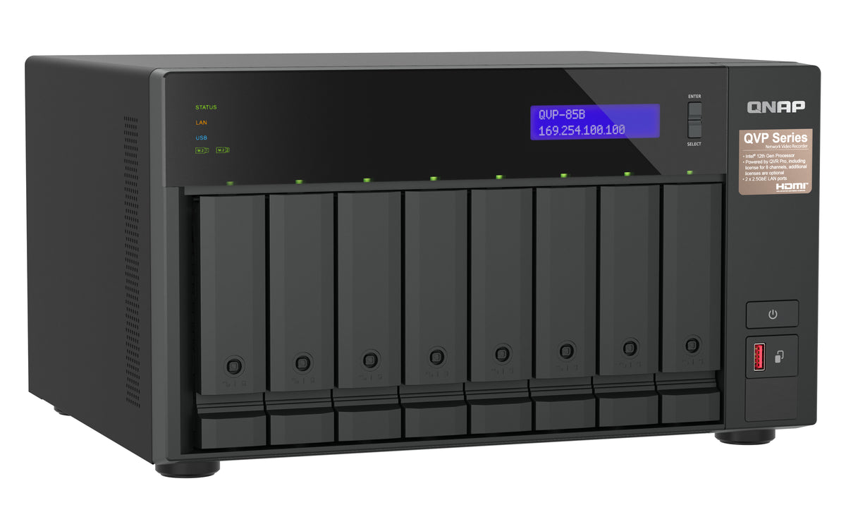 QNAP QVP-85B NAS & Speicherserver Tower Intel® Core™ i5 32 GB DDR4 0 TB QVR Pro Schwarz