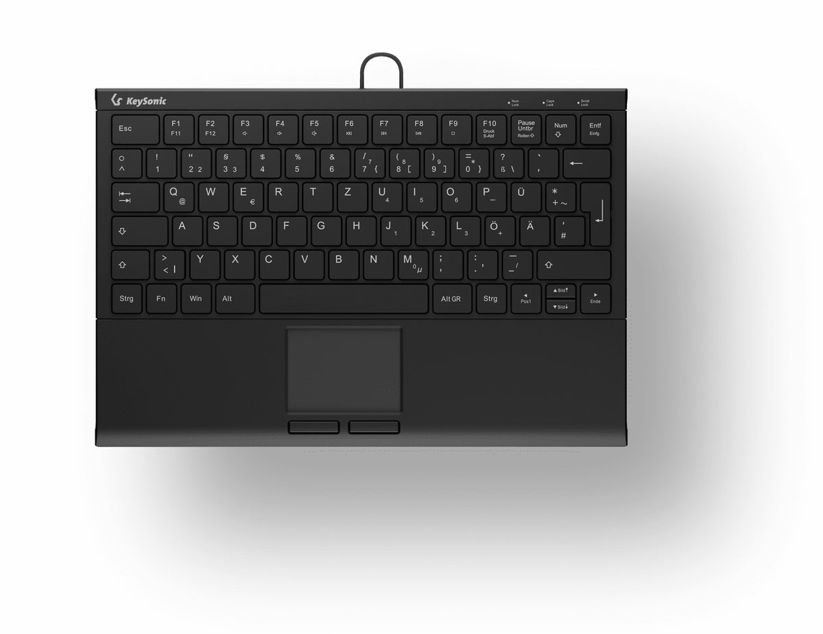 KeySonic KSK-5211ELU (DE) Mini Tastatur, Hintergrundbeleuchtung, Touchpad, schwarz