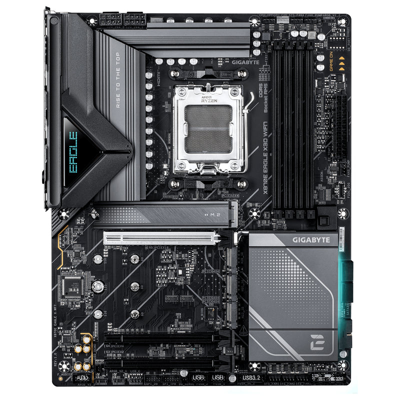 GIGABYTE X870E EAGLE X3D WIFI7 Mainboard – Unterstützt AMD Ryzen 9000 CPUs, digitales 14+2+2-Phasen-VRM, bis zu 9000 Hz DDR5 (OC), 1× PCIe 5.0 + 3× PCIe 4.0, Wi-Fi 7, 5-GbE-LAN, USB 4