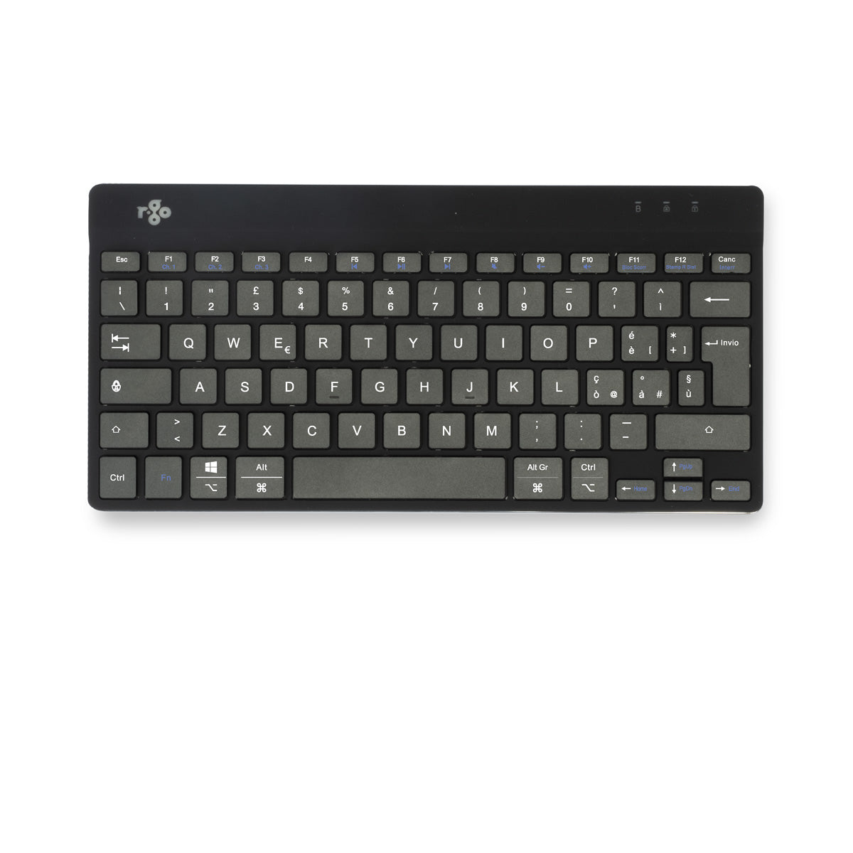 R-Go Tools Ergonomische Tastatur R-Go Compact Break, kompakte Tastatur mit Pausensoftware, QWERTY (IT), Bluetooth, Schwarz