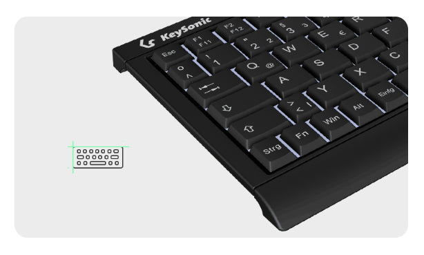 KeySonic KSK-3011ELC (DE), Super-Mini Tastatur, integrierter Numernblock black, Combo