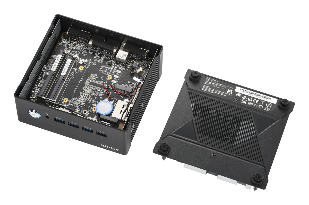 Shuttle Nano PC NA20H2, AMD Ryzen™ 7 255 APU, Radeon780M , 2xHDMI, 2xUSB-C 4.0(DP), 2x2.5Gbit LAN, inkl. VESA 24/7 Dauerbetrieb, inkl. VESA & Stand