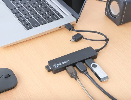 Manhattan 180863 laptop-dockingstation & portreplikator USB 3.2 Gen 1 (3.1 Gen 1) Type-A + Type-C Schwarz