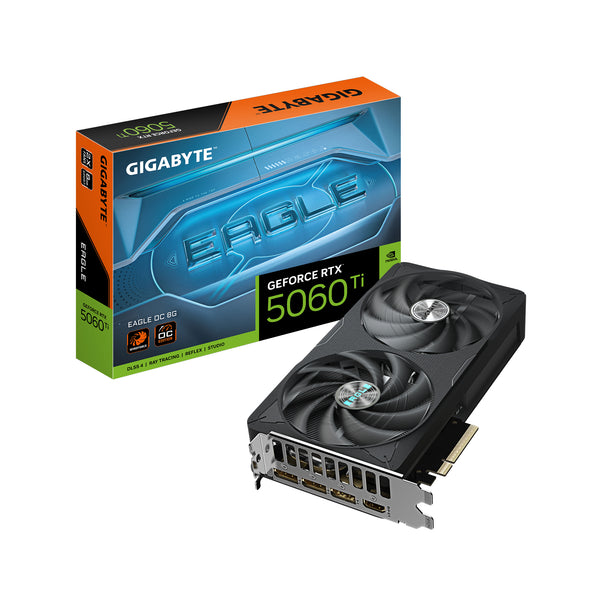GIGABYTE GeForce RTX 5060 Ti EAGLE OC 8G Grafikkarte – 8 GB GDDR7, 128 Bit, PCI-E 5.0, 2617 MHz Kernfrequenz, 3 x DisplayPort, 1 x HDMI, GV-N506TEAGLE OC-8GD
