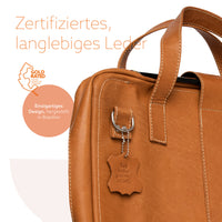 R-Go Tools Laptoptasche R-Go Viva, Vollnarbenleder, mit integriertem Laptop-Ständer, Schulterriemen, 15,6-Zoll, braun