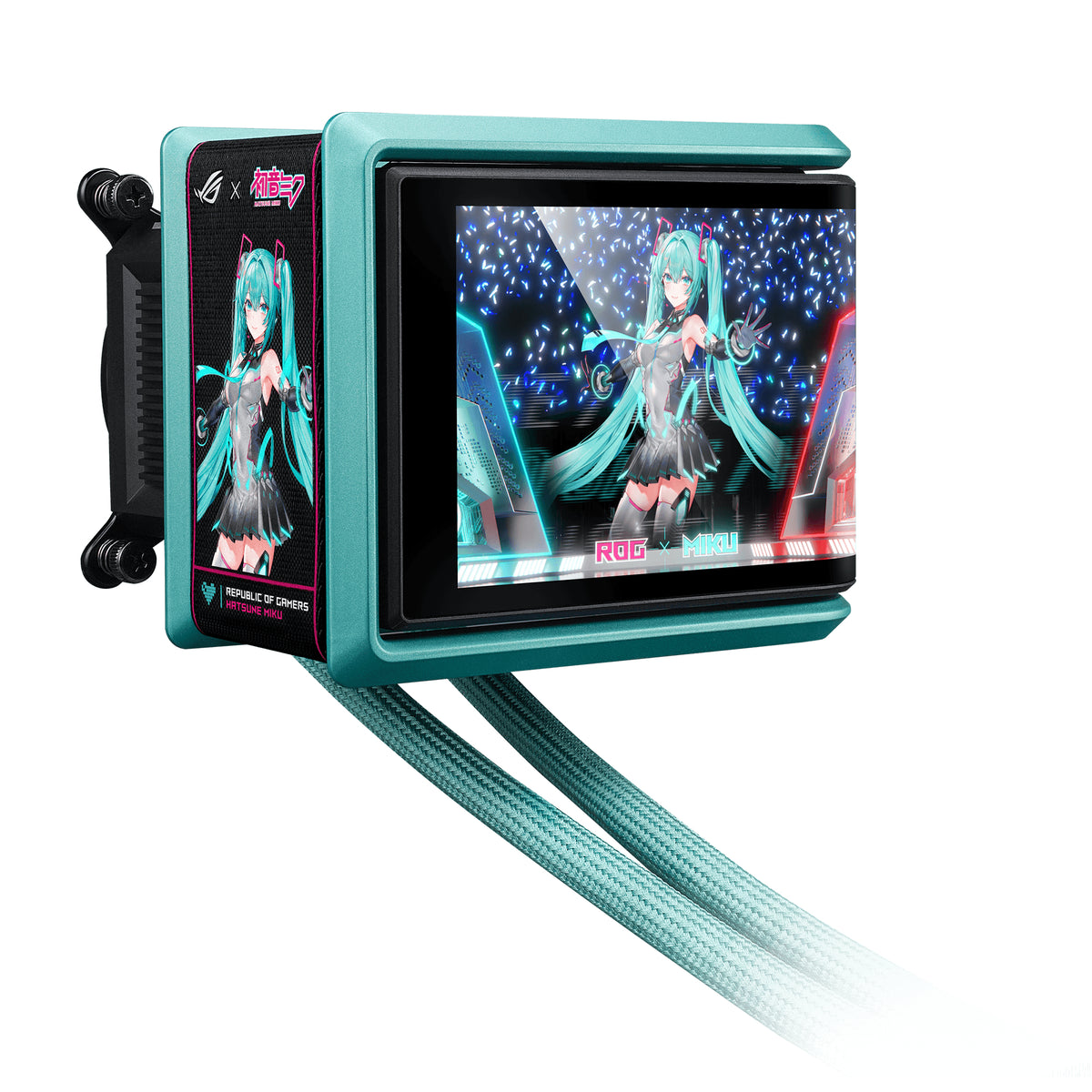ASUS ROG RYUO IV 360 ARGB Hatsune Miku Edition Prozessor All-in-One-Flüssigkeitskühler 12 cm Schwarz, Türkis