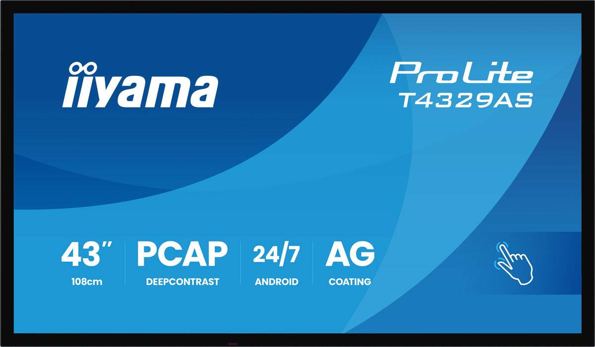 iiyama T4329AS-B1AG Computerbildschirm 108 cm (42.5") 3840 x 2160 Pixel 4K Ultra HD LED Touchscreen Schwarz