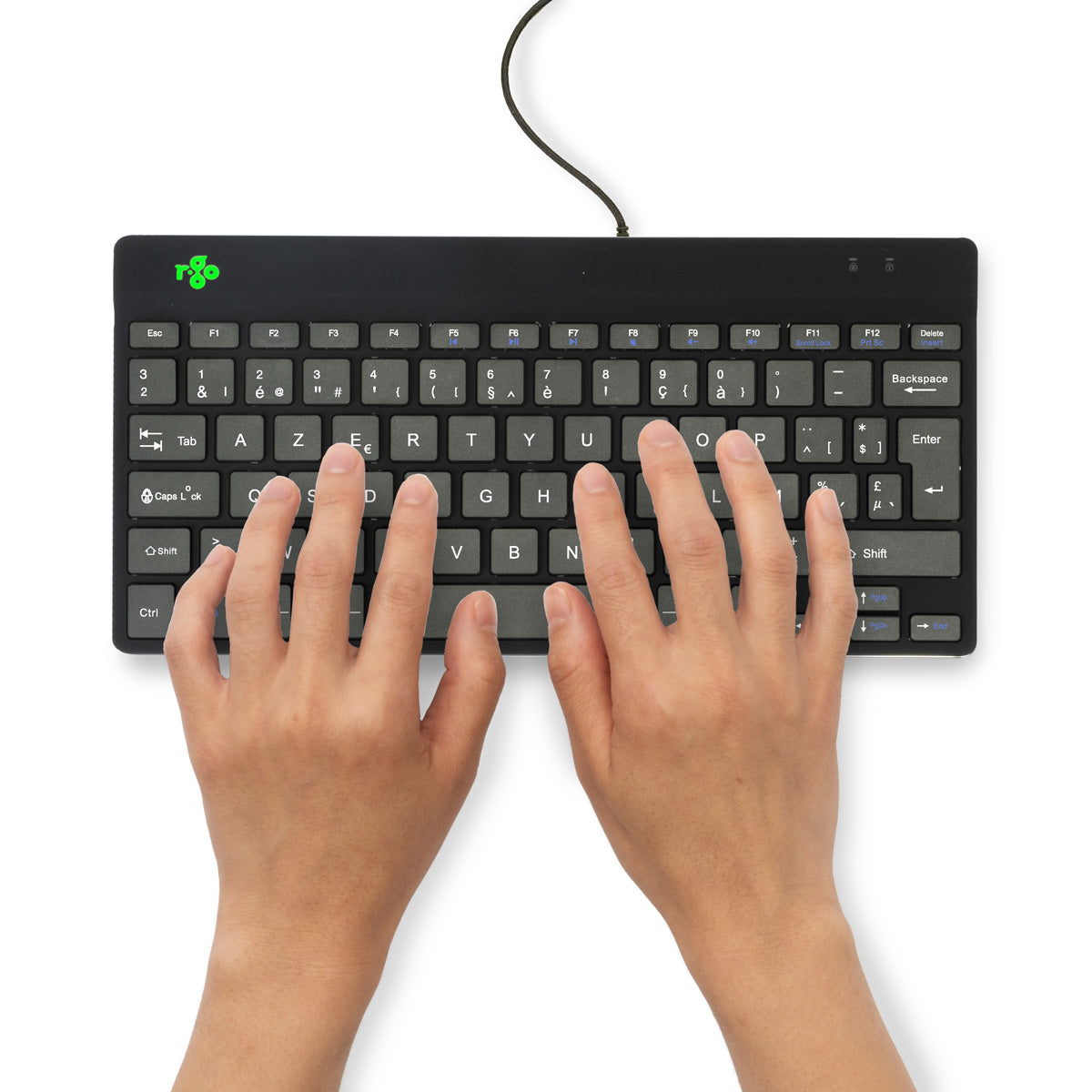 R-Go Tools Ergonomische Tastatur R-Go Compact Break, kompakte Tastatur mit Pausensoftware, AZERTY (BE), verkabelt, schwarz