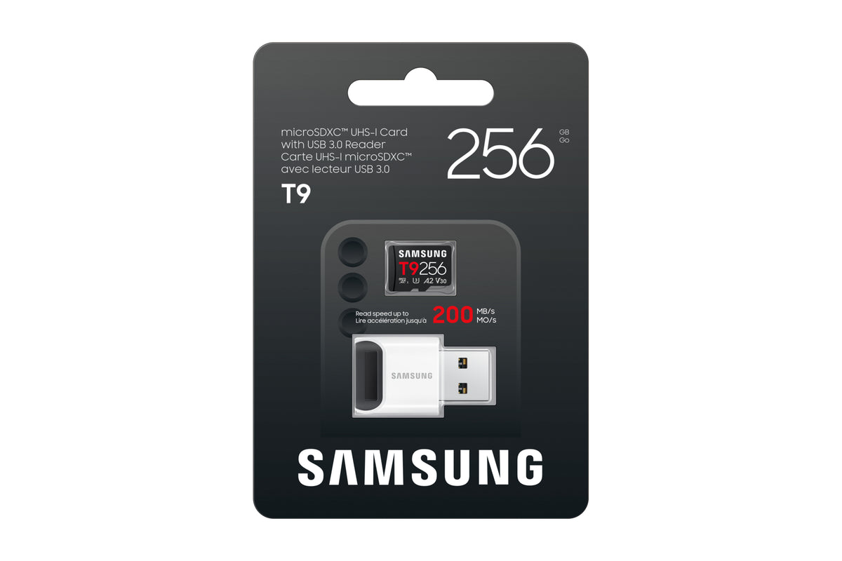 Samsung T9 microSDXC™ UHS-I Speicherkarte - 256 GB mit USB-Kartenleser ‎ ‎
