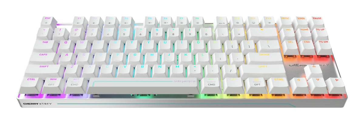 CHERRY MX 8.2 Pro TMR Wireless Tastatur Gaming USB + RF Wireless + Bluetooth QWERTY US International Silber, Weiß