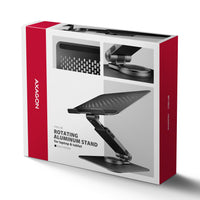 Axagon STND-LRB Aluminiumständer mit 360°-Drehung für Laptops 10"–17.3". Verstellbare Höhe und Winkel. Schwarze Version.