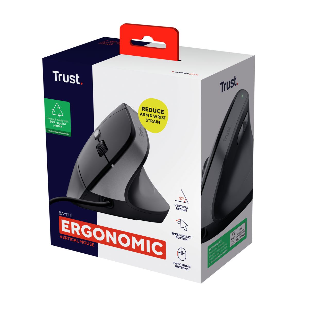Trust Bayo II Maus rechts USB Typ-A 2400 DPI