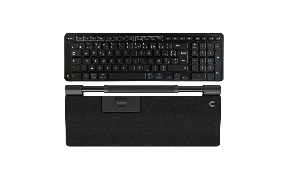 Contour Design RollerMouse Pro Regular Veganem Leder + Balance Keyboard BK - Drahtlos – FR Version
