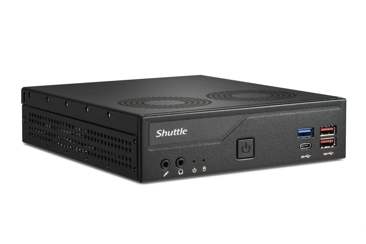 Shuttle Slim PC DH770 , S1700, 2x HDMI, 2x DP , 2x 2.5G LAN, 2x COM, 8x USB, 1x 2.5", 2x M.2, 24/7 Dauerbetrieb, inkl. VESA