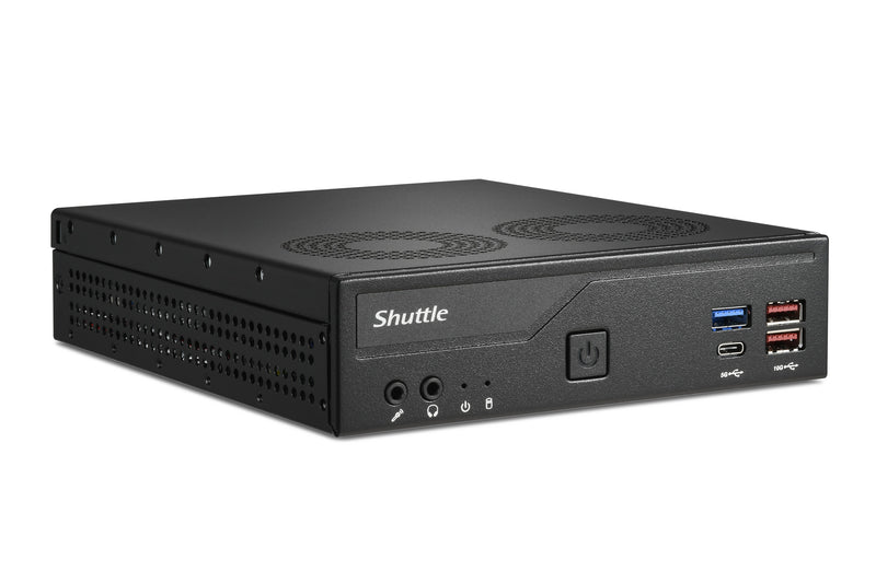 Shuttle Slim PC DH770 , S1700, 2x HDMI, 2x DP , 2x 2.5G LAN, 2x COM, 8x USB, 1x 2.5", 2x M.2, 24/7 Dauerbetrieb, inkl. VESA