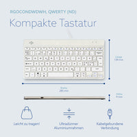 R-Go Tools Ergonomische Tastatur R-Go Compact Break, kompakte Tastatur mit Pausensoftware, QWERTY (NORDIC), Kabelgebunden, Weiß
