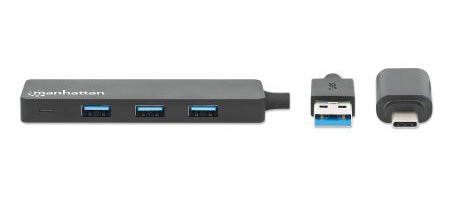 Manhattan 180863 laptop-dockingstation & portreplikator USB 3.2 Gen 1 (3.1 Gen 1) Type-A + Type-C Schwarz