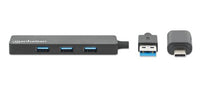 Manhattan 180863 laptop-dockingstation & portreplikator USB 3.2 Gen 1 (3.1 Gen 1) Type-A + Type-C Schwarz