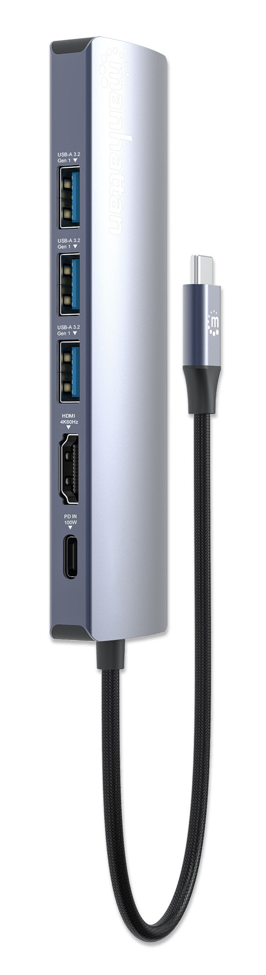 Manhattan 153959 laptop-dockingstation & portreplikator Kabelgebunden USB 3.2 Gen 1 (3.1 Gen 1) Type-C Silber