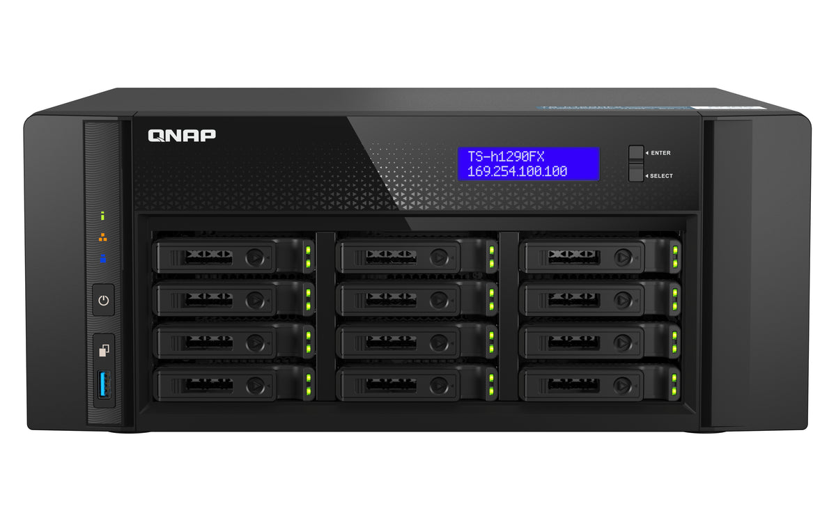 QNAP TS-h1290FX NAS Tower EPYC 7302P 256 GB DDR4 0 TB QuTS hero Schwarz