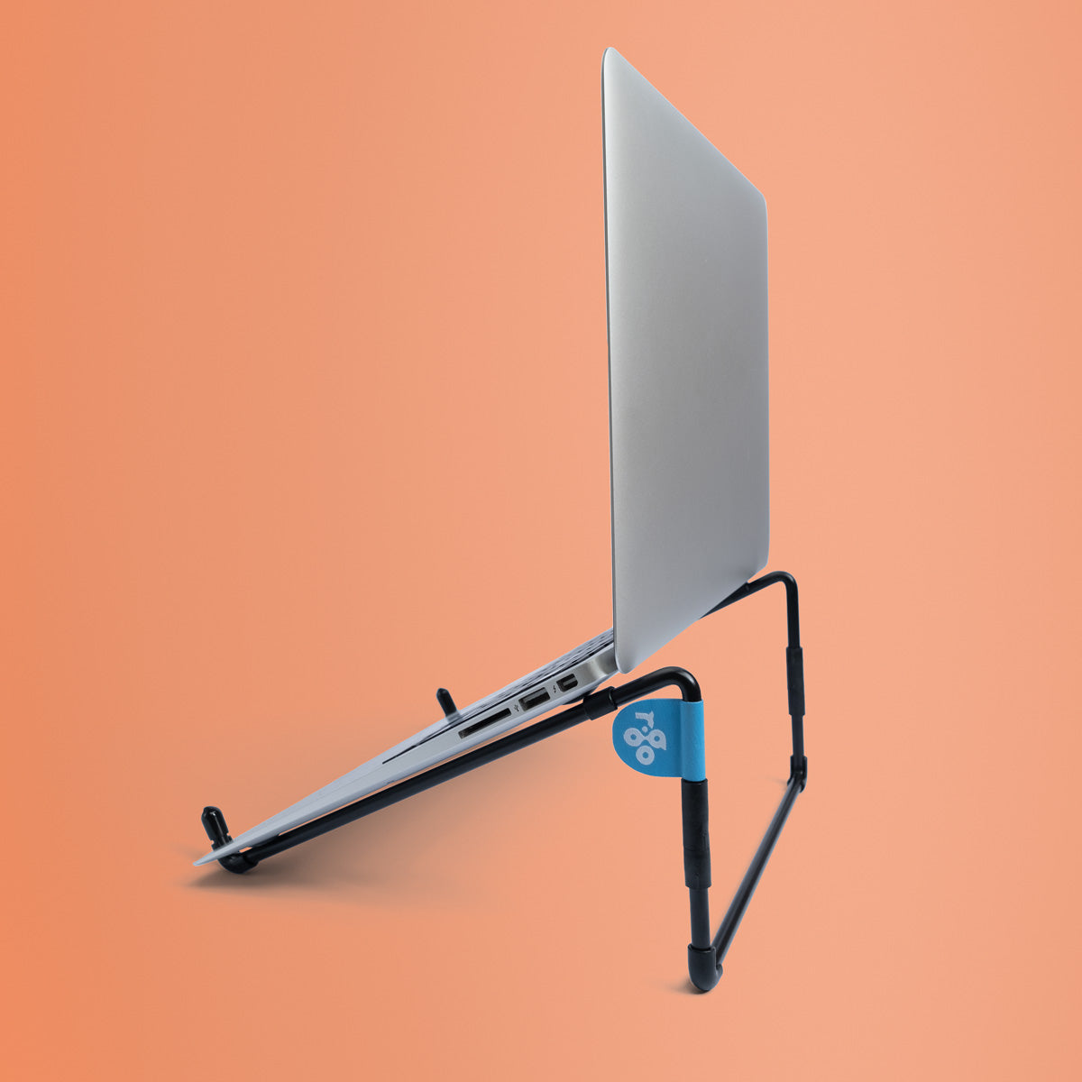 R-Go Tools Laptopständer R-Go Steel Travel, ergonomisch faltbarer und einstellbarer Laptopständer, Stahl, Schwarz