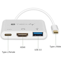 Techly IADAP USB31-HDMIPTY laptop-dockingstation & portreplikator Kabelgebunden USB 3.2 Gen 1 (3.1 Gen 1) Type-C Silber