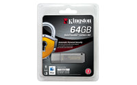 Kingston Technology DataTraveler Locker+ G3 64GB USB-Stick USB Typ-A 3.2 Gen 1 (3.1 Gen 1) Silber