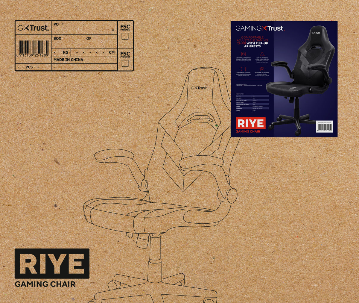 Trust GXT 703 RIYE Universal-Gamingstuhl Schwarz