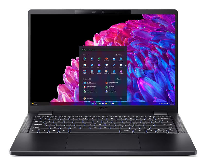 Acer TravelMate P6 TMP614-73-TCO-77Y6 Intel Core Ultra 7 155H Laptop 35,6 cm (14") WUXGA 32 GB LPDDR5x-SDRAM 1 TB SSD Wi-Fi 7 (802.11be) Windows 11 Pro Schwarz