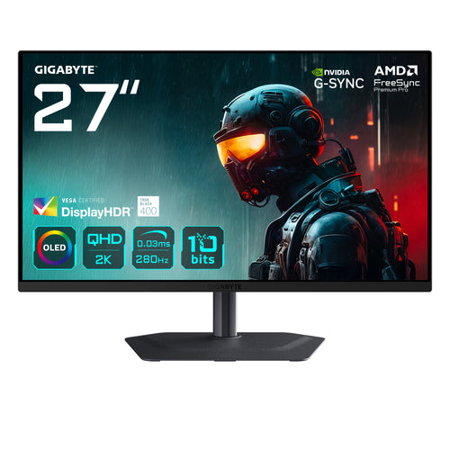 GIGABYTE MO27Q2A 27" OLED 2K QHD Gaming-Monitor - 2560 x 1440, 280Hz, 0,03ms, 250 cd/m², FreeSync Premium Pro, DisplayHDR True Black 400, HDMI 2.1, DisplayPort 1.4