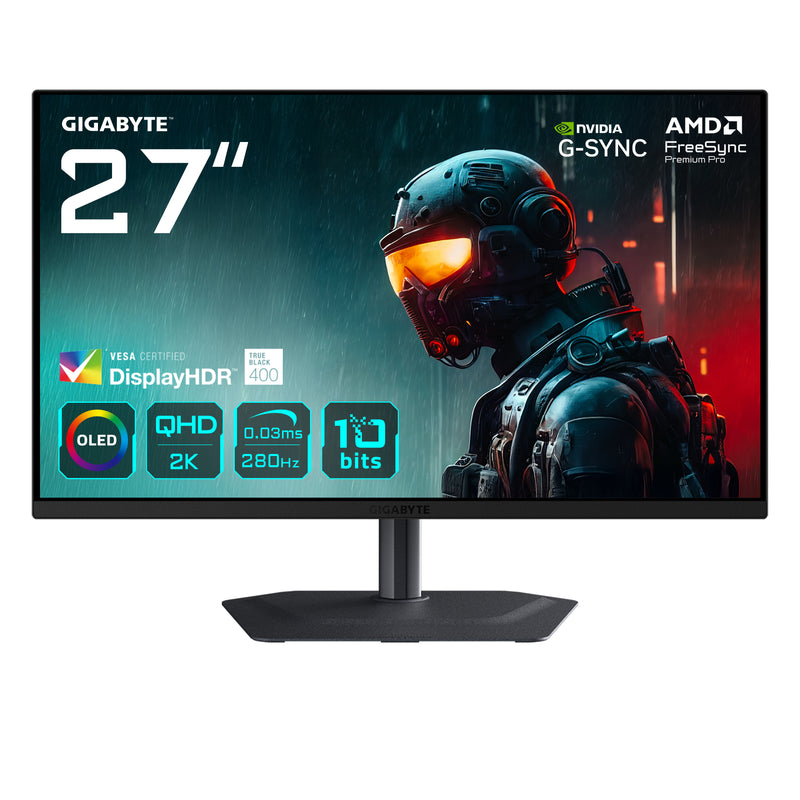 GIGABYTE MO27Q2A 27" OLED 2K QHD Gaming-Monitor - 2560 x 1440, 280Hz, 0,03ms, 250 cd/m², FreeSync Premium Pro, DisplayHDR True Black 400, HDMI 2.1, DisplayPort 1.4