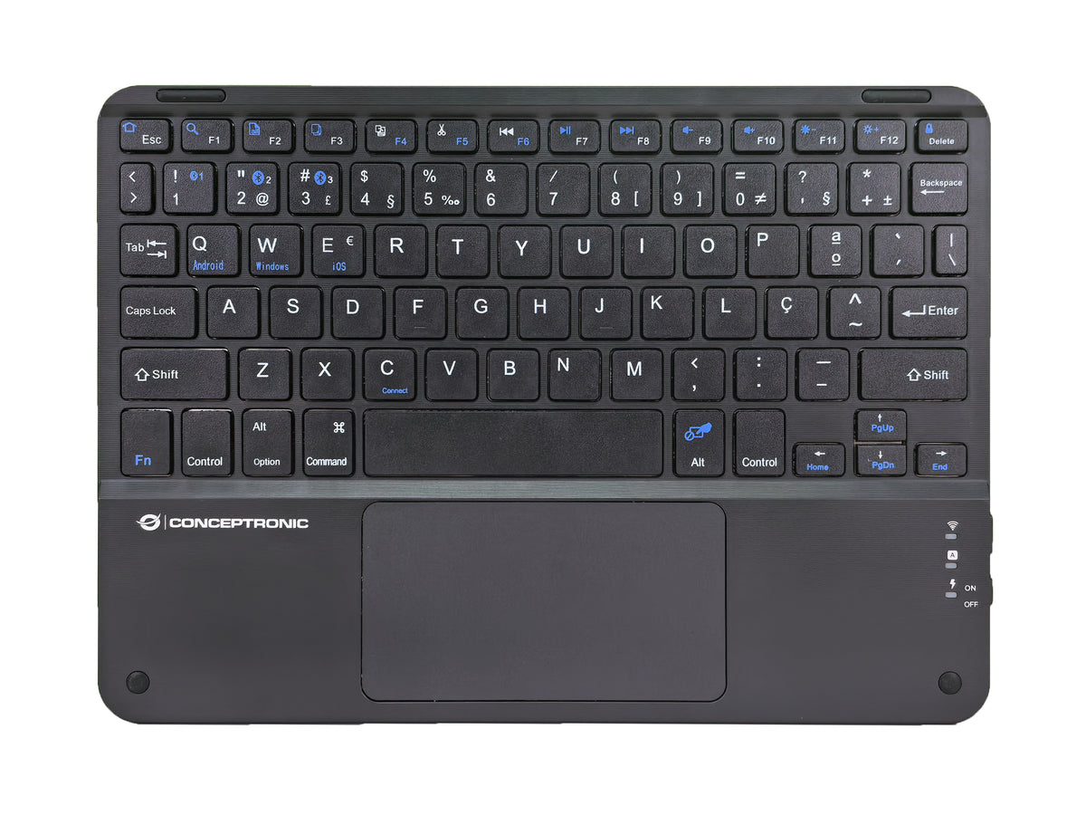 Conceptronic TOBIN01BPT 10-Zoll-Bluetooth-Tastatur mit Touchpad, QWERTY Portugiesisch