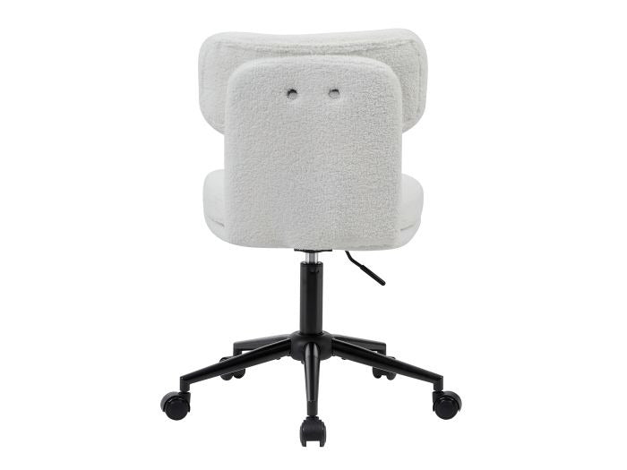 Equip 651023 Drehbarer Schreibtischstuhl, gepolsterter Chenille-Stuhl, Home-Office-Stuhl, höhenverstellbar, verchromtes Fußkreuz, Weiß