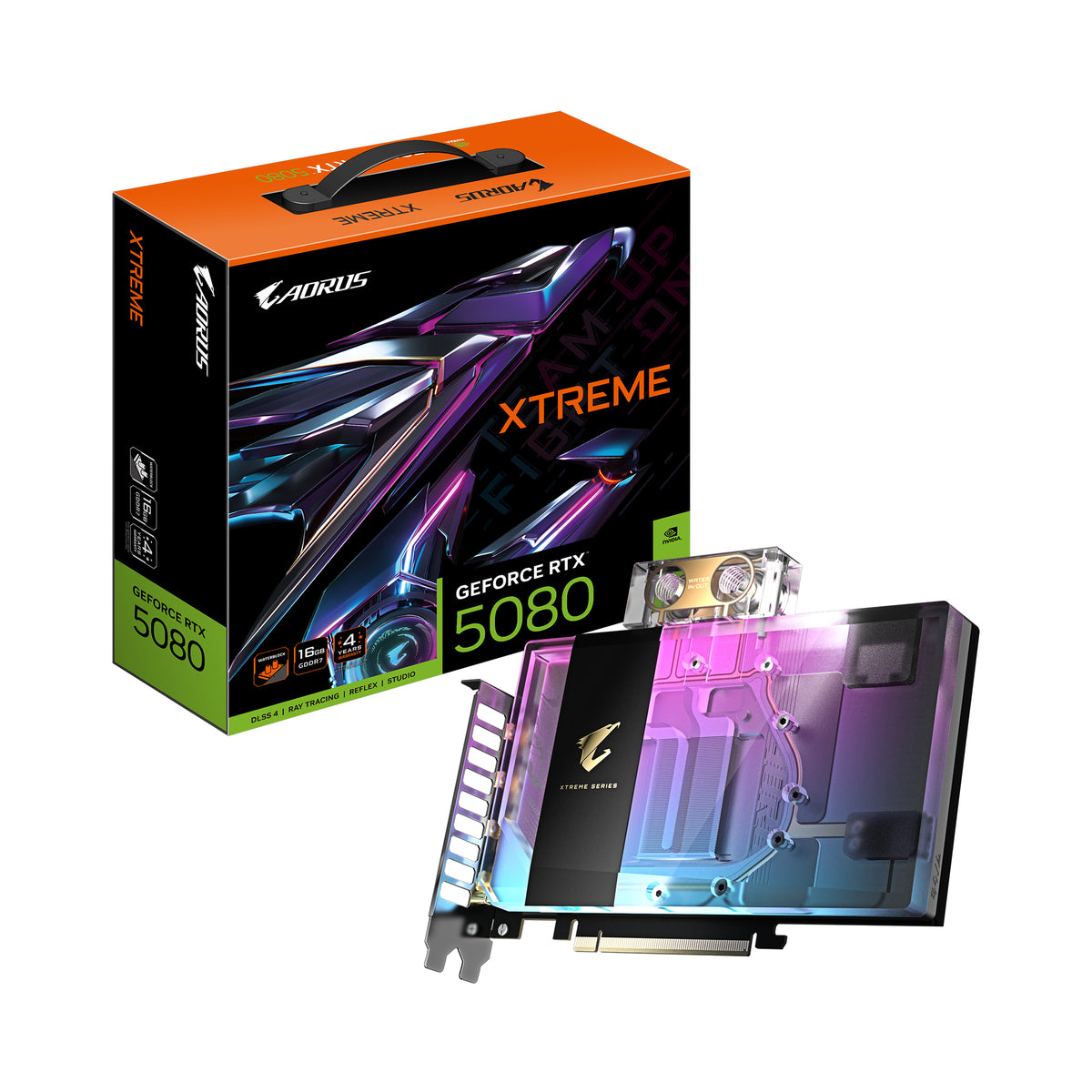 GIGABYTE AORUS GeForce RTX 5080 XTREME WATERFORCE WB 16G Grafikkarte - 16GB GDDR7, 256 Bit, PCI-E 5.0, 2805MHz Core Clock, 3 x DP 2.1a, 1 x HDMI 2.1b, NVIDIA DLSS 4, GV-N5080AORUSX WB-16GD