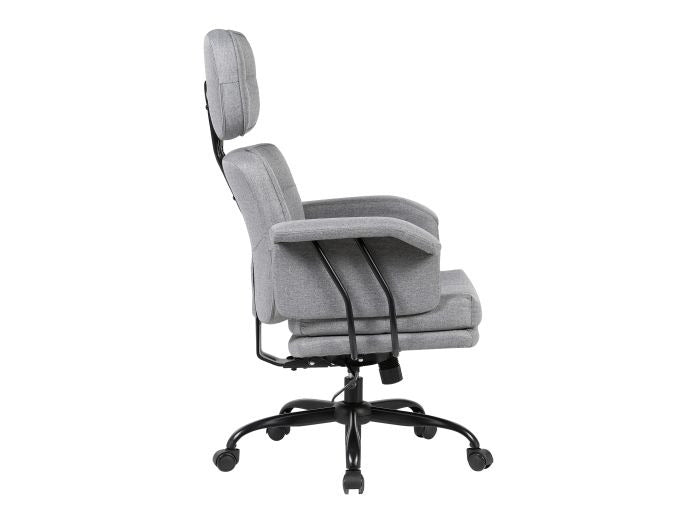 Equip 651020 Ergonomischer Chefsessel, gepolsterte Armlehnen, Butterfly-Mechanik, verchromtes Fußkreuz, höhenverstellbar, um 360° drehbar, Grau