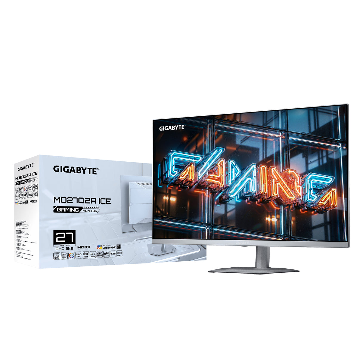 GIGABYTE MO27Q2A ICE 27” OLED 2K QHD Gaming-Monitor - 2560 x 1440, 280Hz, 0.03ms, 250 cd/m², FreeSync Premium Pro, DisplayHDR True Black 400, HDMI 2.1, DisplayPort 1.4