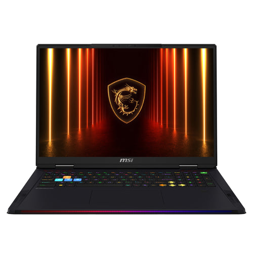 MSI Raider 18 HX AI A2XWJG NVIDIA GeForce Intel Core Ultra 9 285HX Laptop 45,7 cm (18") UHD+ 64 GB DDR5-SDRAM 4 TB SSD NVIDIA GeForce RTX 5090 Wi-Fi 7 (802.11be) Windows 11 Pro Schwarz