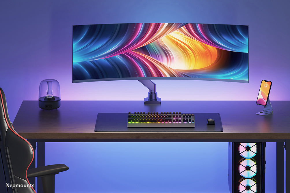 Neomounts NM-D775BLACKPLUS Monitorarm 10-49" - Gasfeder - Topfix - 180°-Stopp
