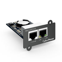 Carte réseau CyberPower RMCARD205 100 Mo, IPv4/v6, SNMPv1/v3, HTTP/HTTPs, TCP/IP, UDP, DHCP, NTP, DNS, SMTP, SSH, SSL, TLS, Telnet, FTP et Syslog, compatible avec capteur externe (optionnel), pour port d'extension