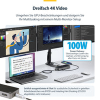 StarTech.com USB-C Drei Monitor Dockingstation - HDMI/DP Dreifach 4K USB C Dock - 5x USB Hub - GbE - 100W PD - Universelle Multi-Monitor Dockingstation - Thunderbolt 3/4 Kompatibel