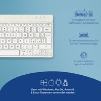 R-Go Tools Ergonomische Tastatur R-Go Compact Break, kompakte Tastatur mit Pausensoftware, QWERTY (IT), Bluetooth, Weiß