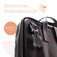 R-Go Tools Laptoptasche R-Go Viva, Vollnarbenleder, mit integriertem Laptop-Ständer, Schulterriemen, 15,6-Zoll, Schwarz